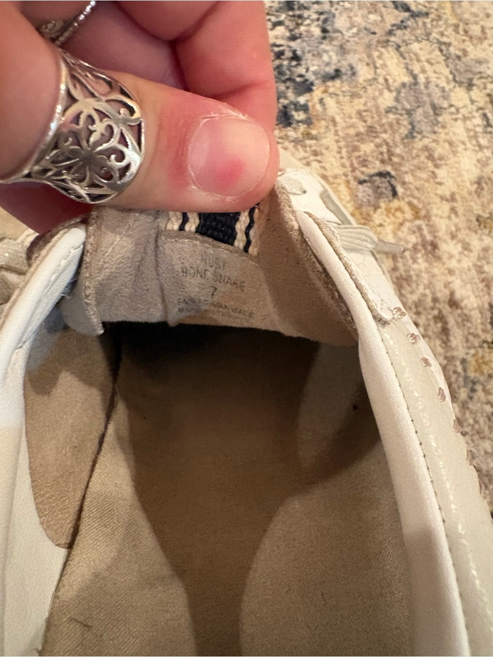 Shu Shop Low-Top Lace-Up Sneakers White Silver Beige Size 7 - Picture 5 of 5